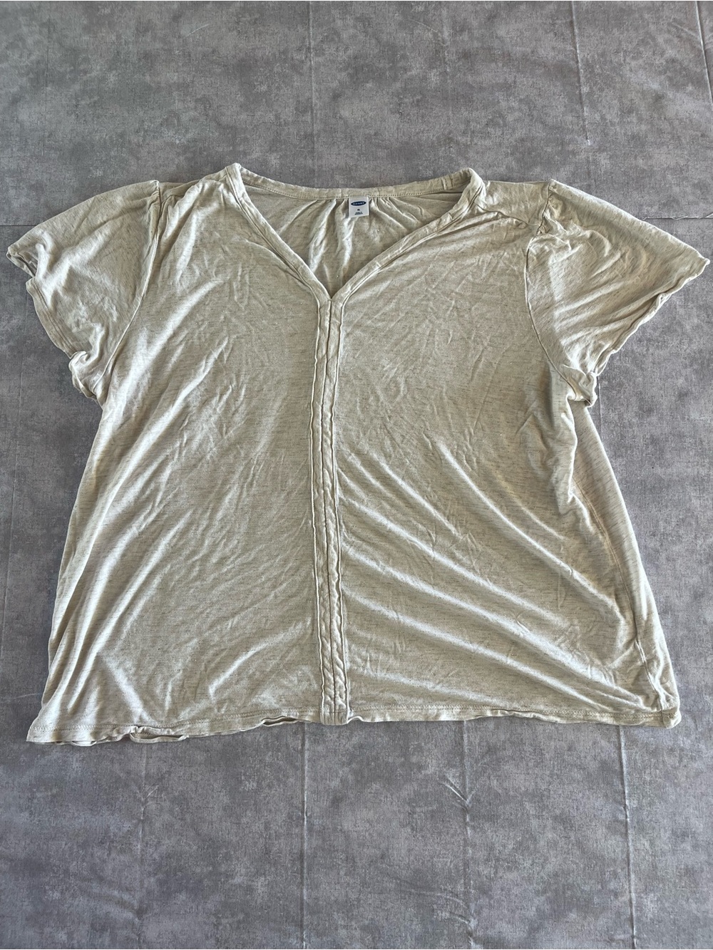 Old Navy Light Beige V-Neck Short Sleeve Top